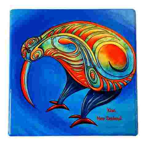 Ceramic Square Coasters Set - Kiwi