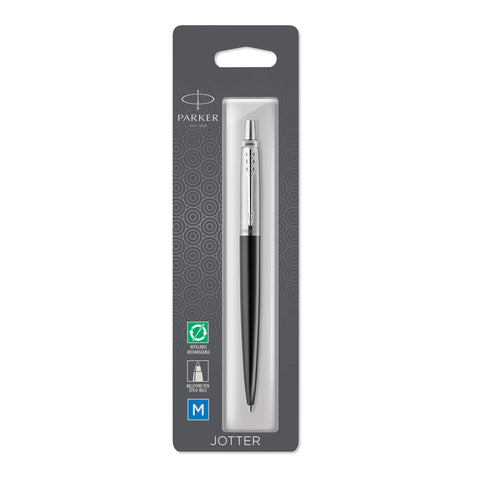 Parker Jotter Bond Street Black Chrome Trim Ballpoint Pen