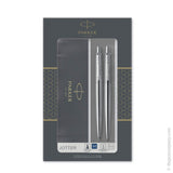 Parker Duo Set Jotter Stainless Steel Chrome Trim Ballpoint Pen and Mechanical Pencil