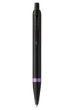 Parker IM Vibrant Rings Satin Black with Amethyst Purple Accents Ballpoint Pen