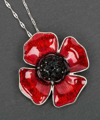 DELICATE POPPY PENDANT - EQUILIBRIUM SILVER PLATED