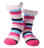 Nuzzles - Women's Stripe - Stripes With Navy Blue Foot Covering