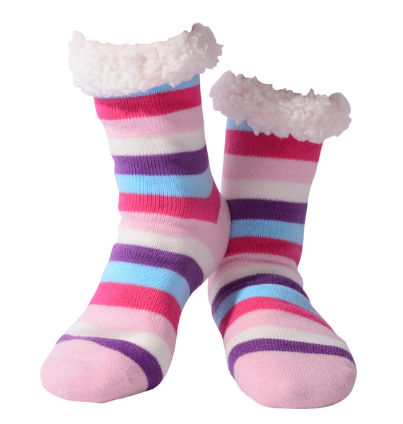 Nuzzles - Women's Stripe - Stripes With Purple Foot Covering