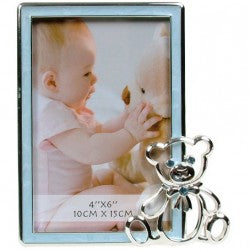 Baby Photo Frame With Bear Blue