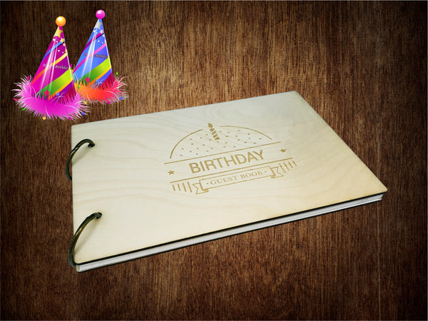 Birthday Guest Book With Cake and Candle