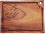 Personalised Engraved Acacia Wood Chopping Board Gift For Couple With Rings