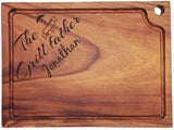 Personalised Engraved Acacia Wood Chopping Board Gift For Male With Grill Love