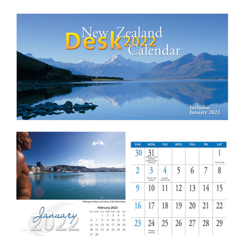 THE NZ SOUVENIR - NEW ZEALAND SCENIC DESK CALENDAR 2024