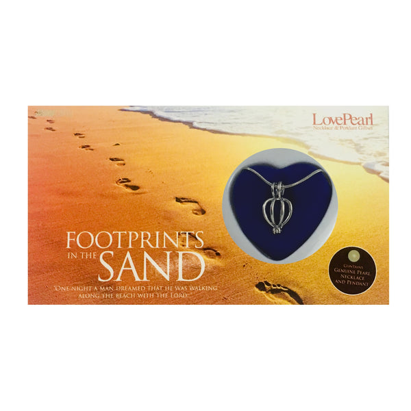 FOOTPRINTS IN THE SAND - LOVE PEARL NECKLACE & PENDANT GIFTSET