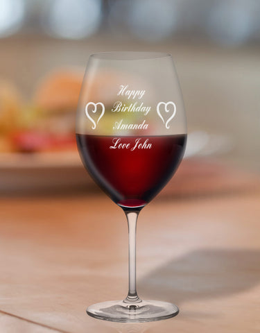 Personalised Birthday Glass With Message & Heart