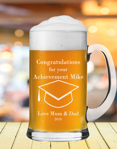 Personalised Graduation Achievement Glass With Hat