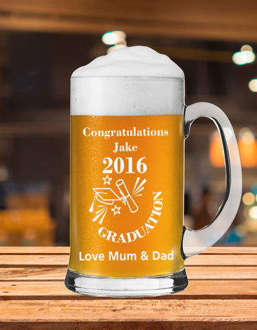 Personalised Graduation Glass With Hat & Certificate
