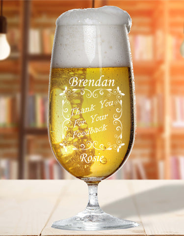 Personalised Feedbak Thanks Glass