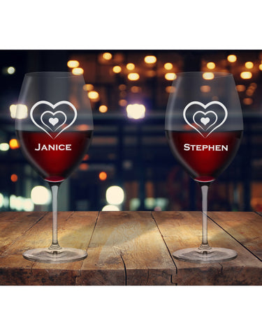 Personalised Glasses With Multiple Hearts