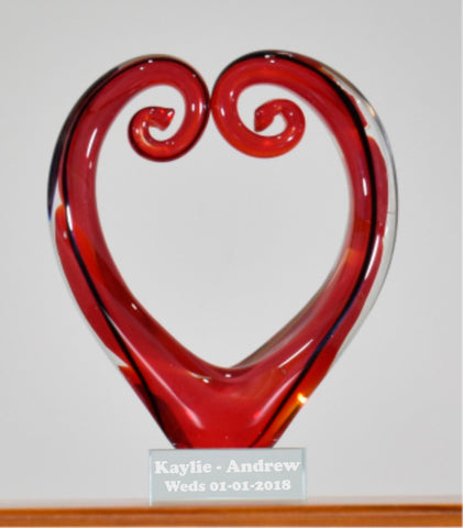 Personalised Koru Heart Red Black 15 cm