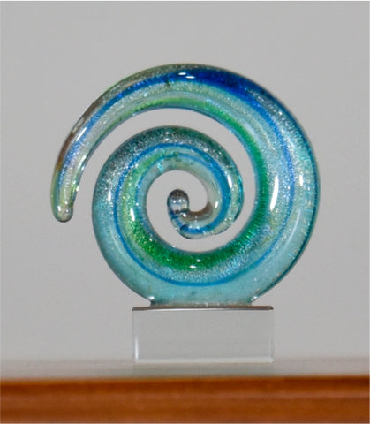 Koru Spiral Silver Blue Green 5.5 cm