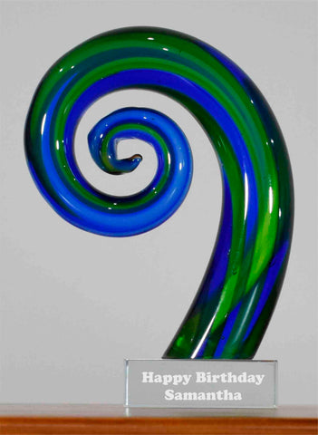 Personalised Koru Punga Green Blue 15 cm