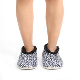Sploshies - Women's Extra Large Velvet Leopard Black Foot Covering Slipper