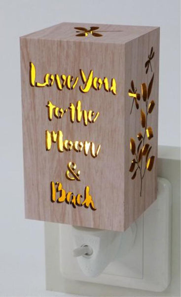 Love You To The Moon Wood Night Light