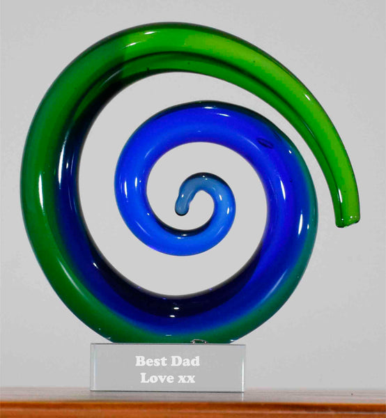 Personalised Koru Spiral Green Blue 20 cm