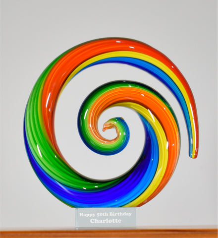 Personalised Koru Spiral Rainbow 17 cm