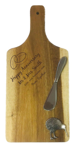 Personalised Engraved Acacia Wood Paddle Board With Two Rings