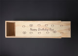 Personalised Single Bottle NZ Pine Wood Wine Box - Happy Birthday